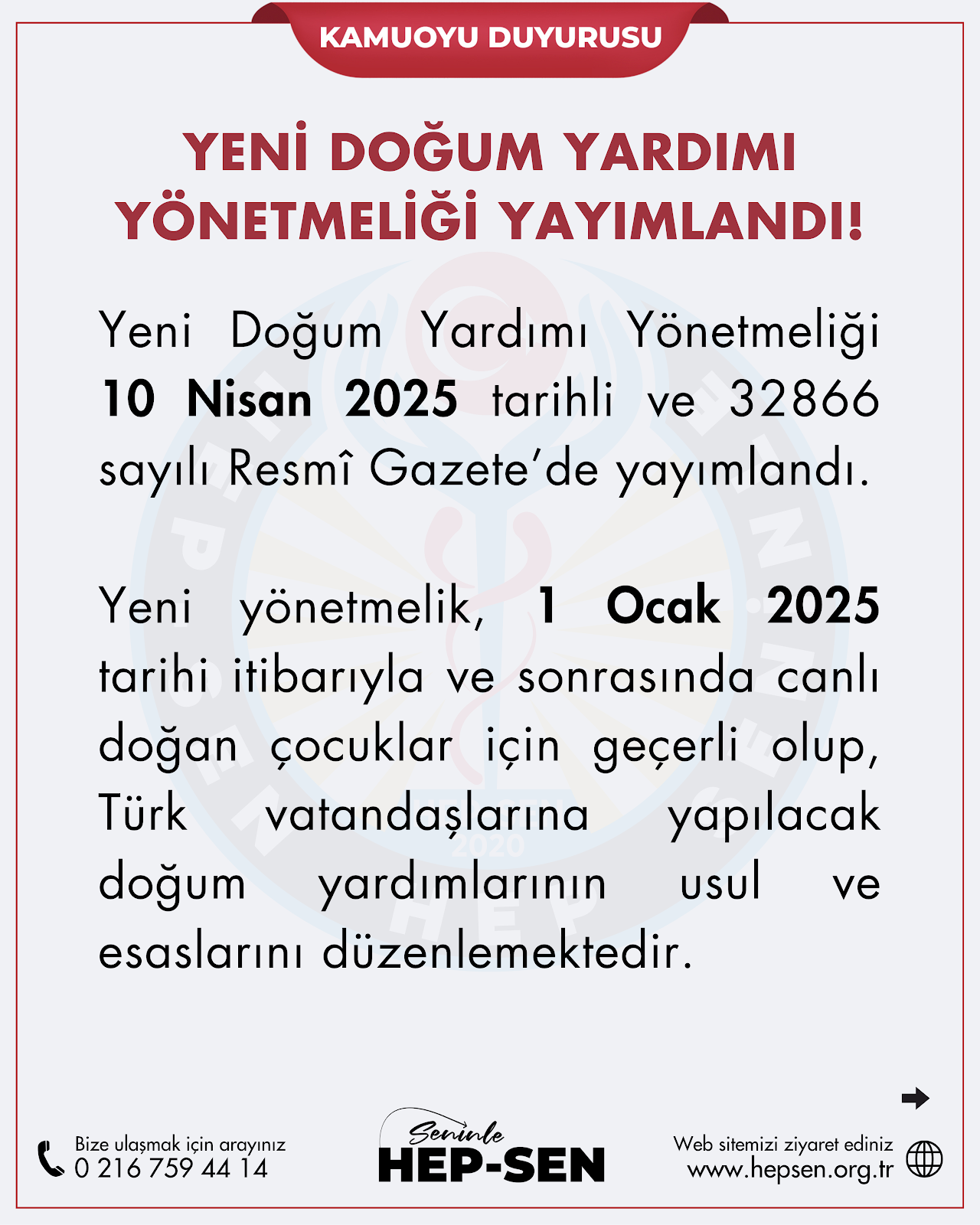 Yeni Doğum Yardımı Yönetmeliği Yayımlandı